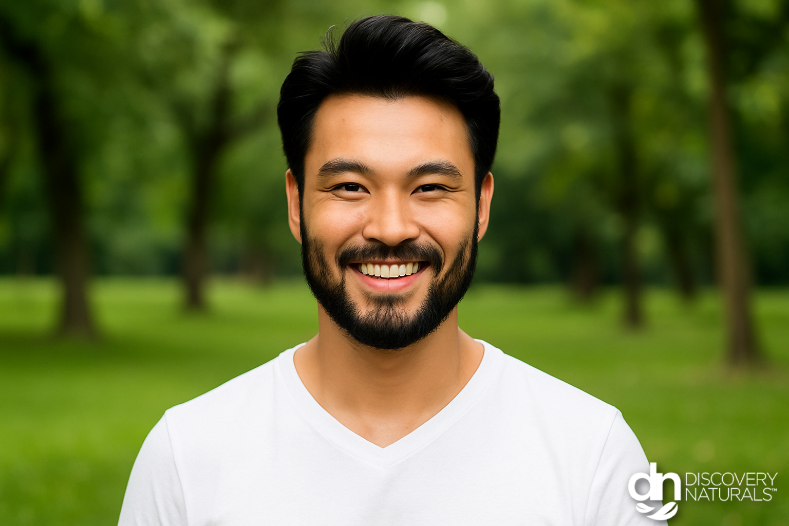 A man with midnight natural black hair color by Henna King.