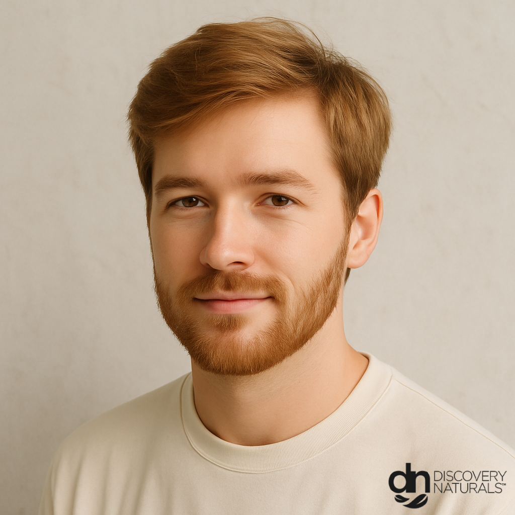 A man with light brown hair colored by Henna King.
